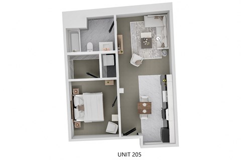 Floor plan for 1 bed, 1 bath, 560 sqft